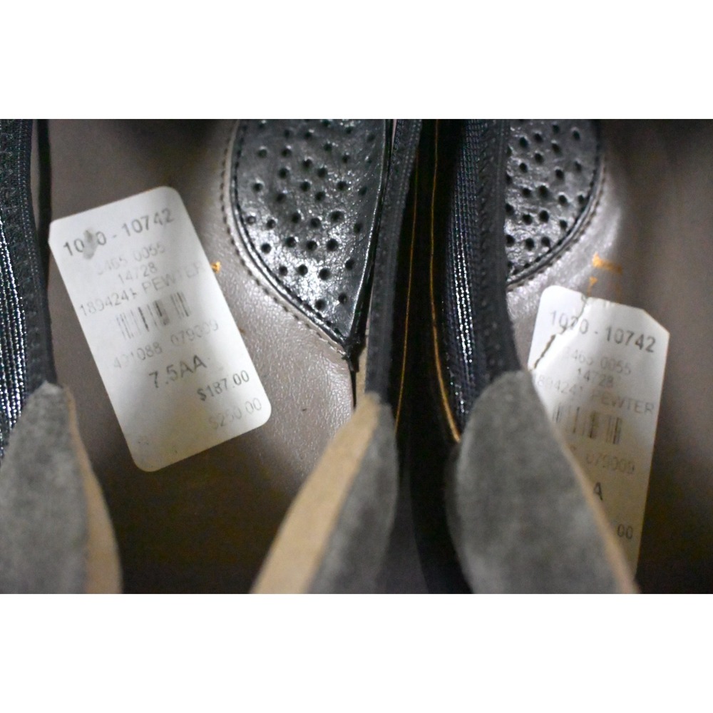 Sesto Meucci Pewter Metallic Suede Oxford Comfort Flats Lace Up Italy Sz 7.5 AA - Picture 10 of 11